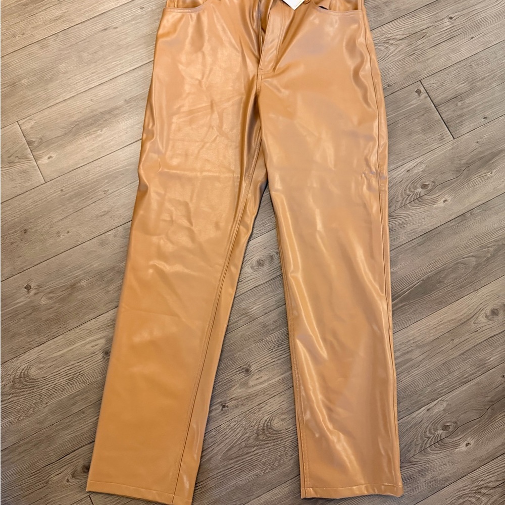 Abercrombie & Fitch Camel Faux Leather Pants